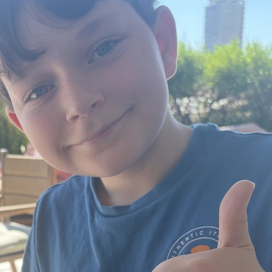 Parker giving a thumbs up